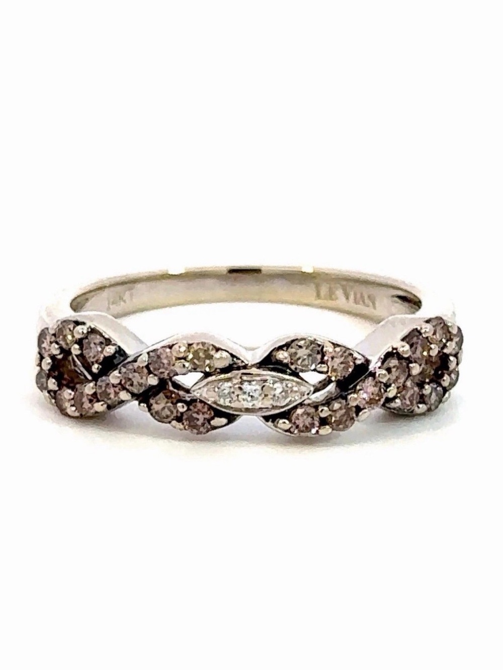 Le Vian 14K White Gold 1/2 ctw Natural Chocolate/Vanilla Diamond Band Ring Sz6